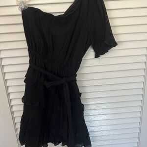 Little Black Dress- one shoulder mini dress. Tiered. So Cute